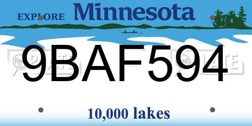 9BAF594 Minnesota License Plate