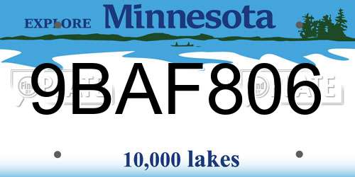 9BAF806 Minnesota License Plate