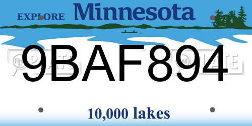 9BAF894 Minnesota License Plate
