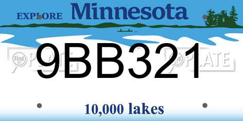 9BB321 Minnesota License Plate