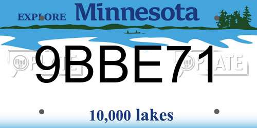 9BBE71 Minnesota License Plate