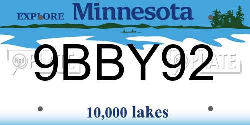 9BBY92 Minnesota License Plate