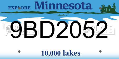 9BD2052 Minnesota License Plate