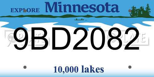 9BD2082 Minnesota License Plate