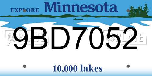 9BD7052 Minnesota License Plate