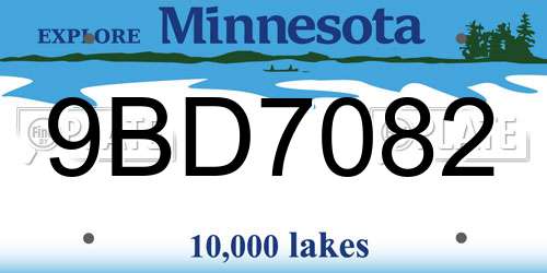 9BD7082 Minnesota License Plate