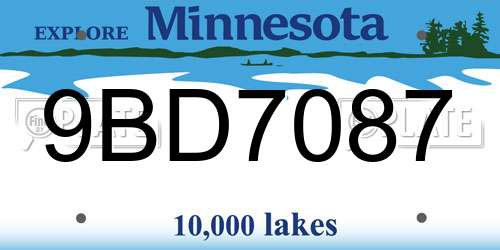 9BD7087 Minnesota License Plate