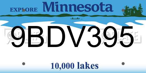 9BDV395 Minnesota License Plate