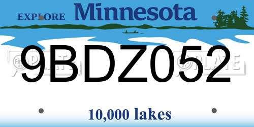 9BDZ052 Minnesota License Plate