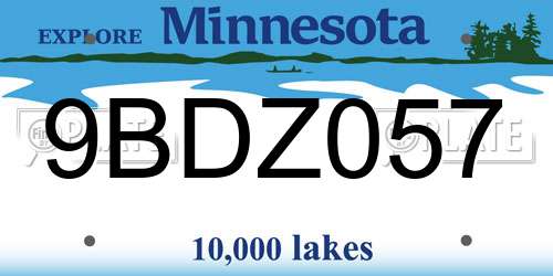 9BDZ057 Minnesota License Plate