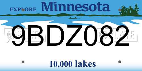 9BDZ082 Minnesota License Plate