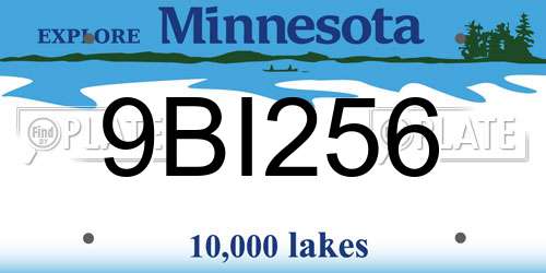 9BI256 Minnesota License Plate