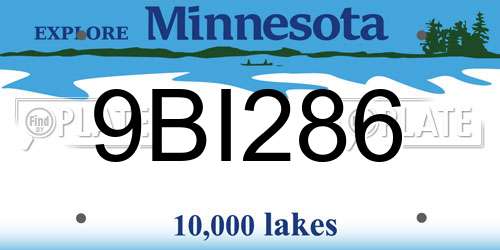 9BI286 Minnesota License Plate
