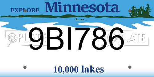 9BI786 Minnesota License Plate