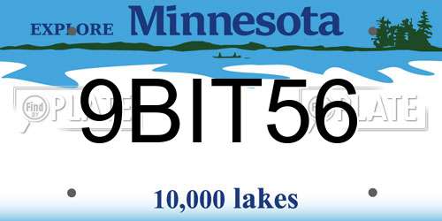 9BIT56 Minnesota License Plate