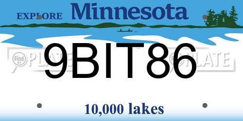 9BIT86 Minnesota License Plate