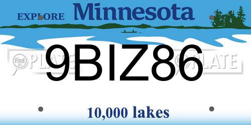 9BIZ86 Minnesota License Plate