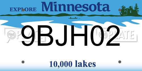 9BJH02 Minnesota License Plate