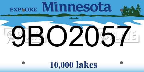 9BO2057 Minnesota License Plate