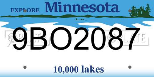 9BO2087 Minnesota License Plate