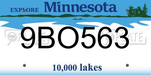 9BO563 Minnesota License Plate