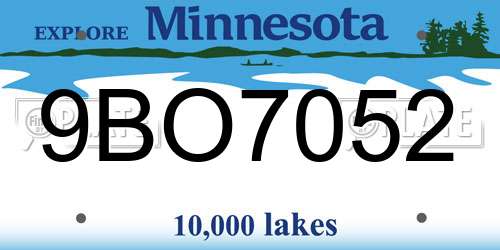 9BO7052 Minnesota License Plate