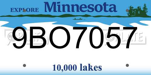 9BO7057 Minnesota License Plate