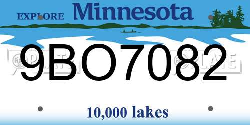 9BO7082 Minnesota License Plate