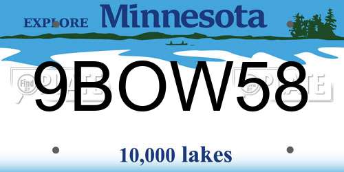 9BOW58 Minnesota License Plate