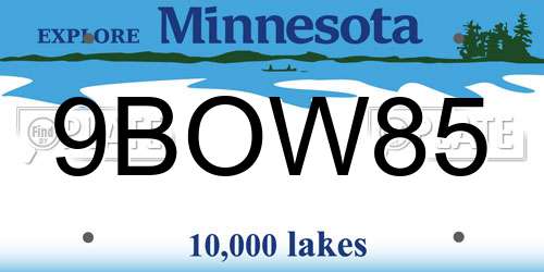 9BOW85 Minnesota License Plate