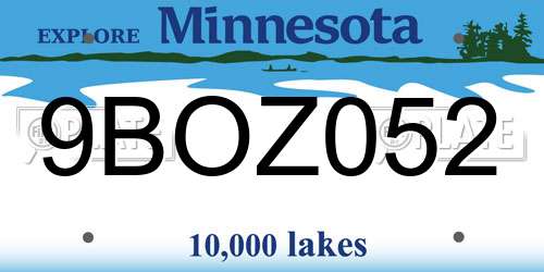 9BOZ052 Minnesota License Plate