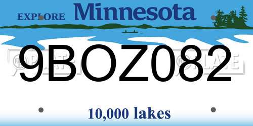 9BOZ082 Minnesota License Plate