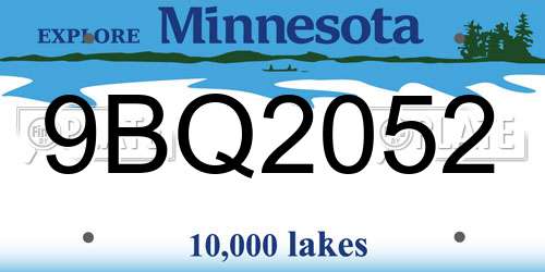9BQ2052 Minnesota License Plate