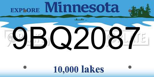 9BQ2087 Minnesota License Plate
