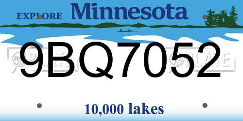 9BQ7052 Minnesota License Plate