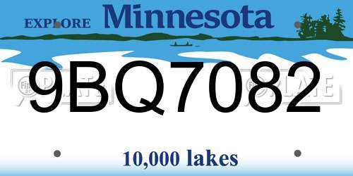 9BQ7082 Minnesota License Plate