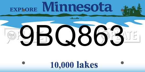 9BQ863 Minnesota License Plate