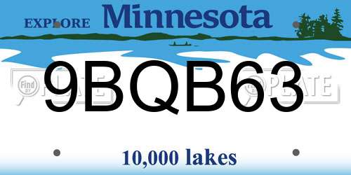 9BQB63 Minnesota License Plate