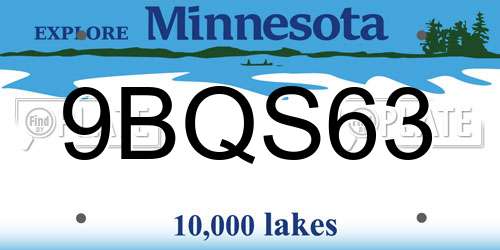 9BQS63 Minnesota License Plate