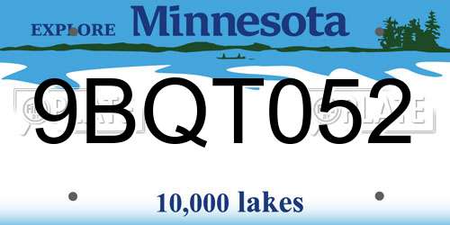 9BQT052 Minnesota License Plate