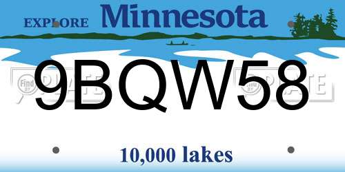 9BQW58 Minnesota License Plate