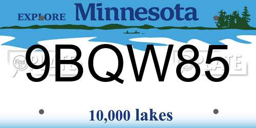 9BQW85 Minnesota License Plate