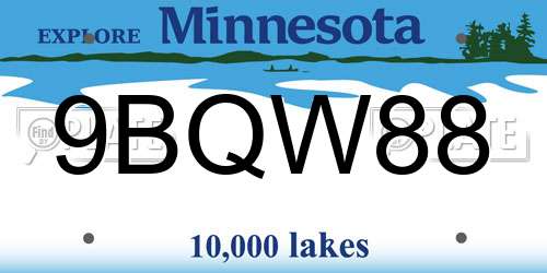 9BQW88 Minnesota License Plate