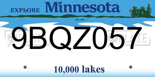 9BQZ057 Minnesota License Plate