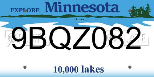 9BQZ082 Minnesota License Plate