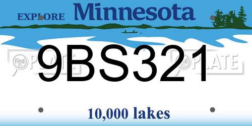 9BS321 Minnesota License Plate