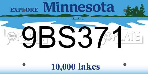 9BS371 Minnesota License Plate