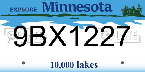 9BX1227 Minnesota License Plate
