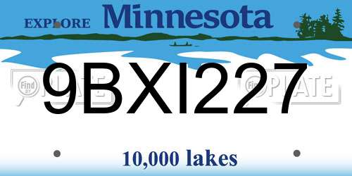 9BXI227 Minnesota License Plate