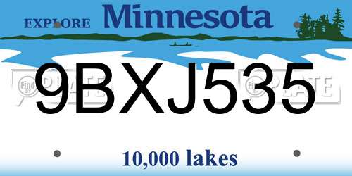 9BXJ535 Minnesota License Plate